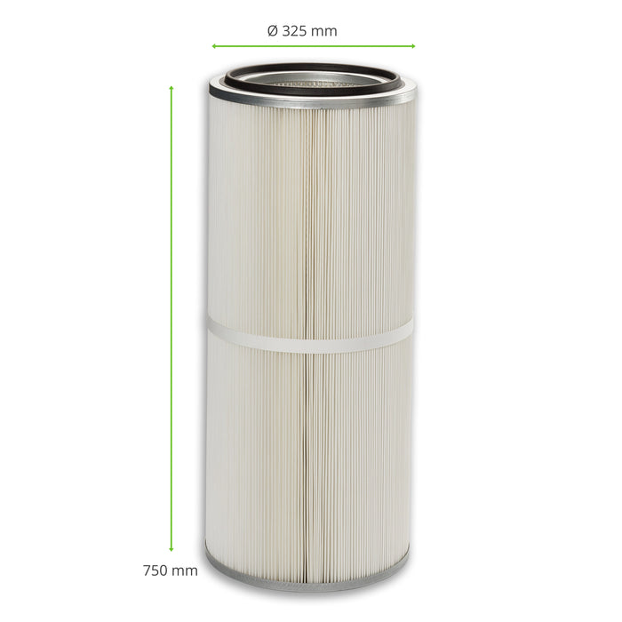 Cartucho de filtro, 325 x 750 mm, fieltro de poliéster aceite/agua, PLYMOVENT EUROMATE Lincoln Oerlikon