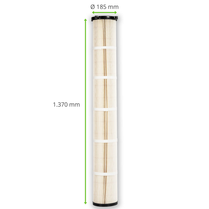 Cartucho de filtro, 185 x 1370 mm, celulosa / vellón de poliéster ignífugo, compatible con DANTHERM DISA NEDERMAN